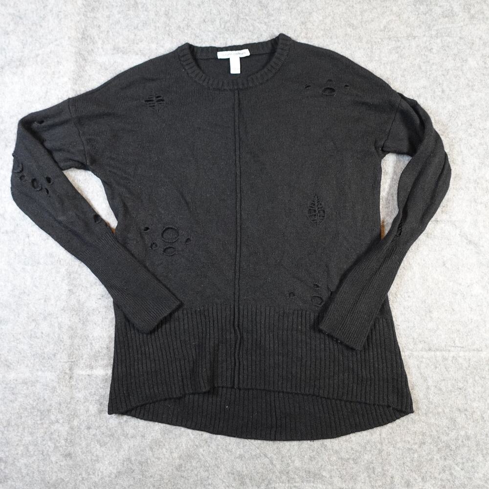 Autumn Cashmere Sweater Womens Small Cashmere Wool Blend Distressed Black
